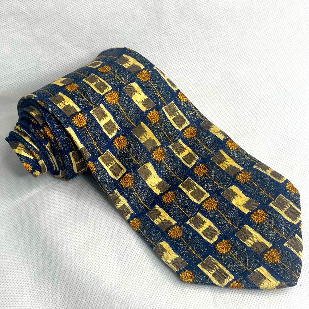 VTG Authentic Ermenegildo Zegna Disegno Exclusivo Silk Tie Necktie Poppy Planter